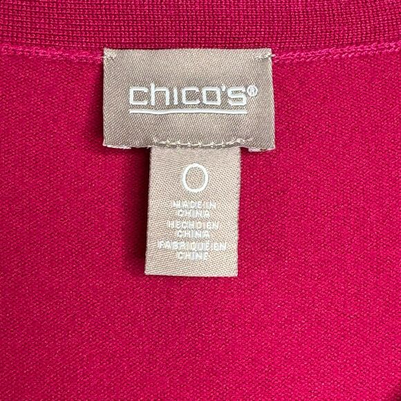 Chicos Sweater Womens Small Pink V Neck 3/4 Raglan Sleeve Rhinestone Thin Knit - Picture 4 of 11
